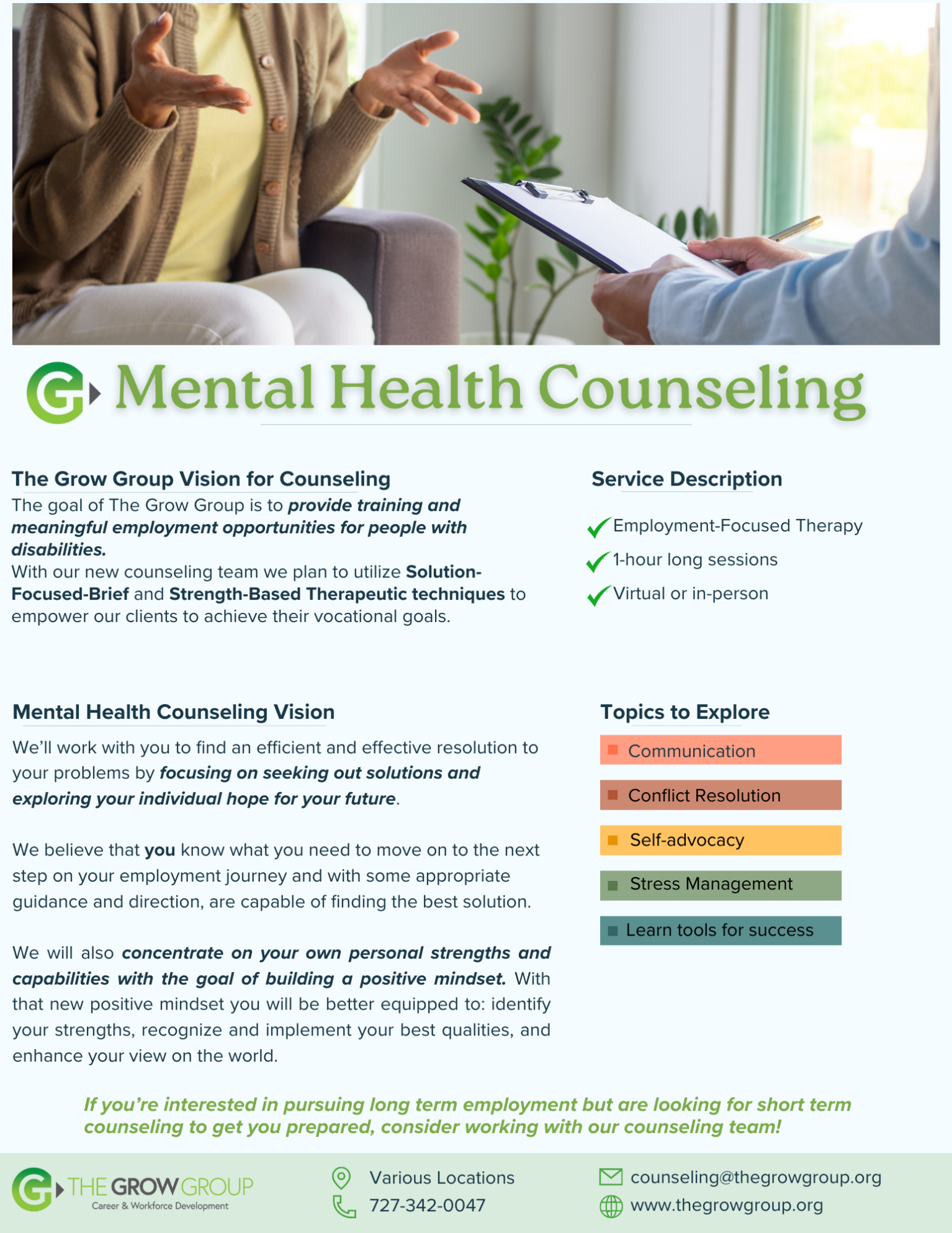 Mental Health Counseling Flyer